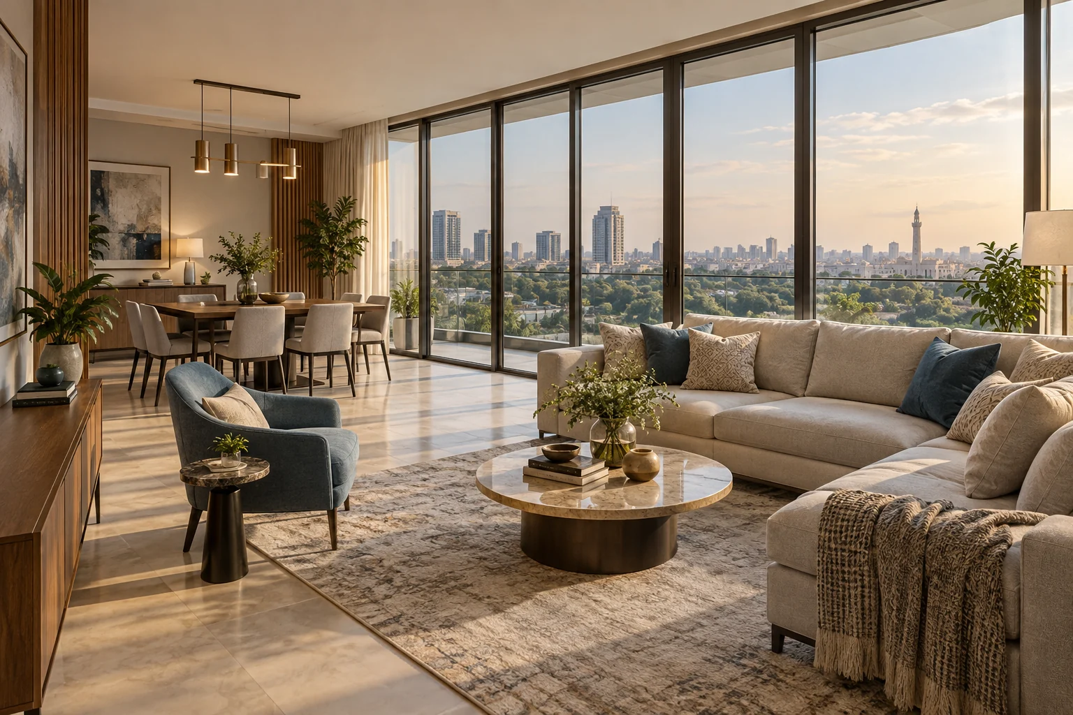AI-generated contemporary furnished apartment concept