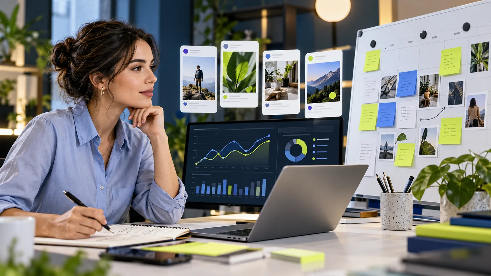 Digital marketing strategist planning a multi-channel campaign