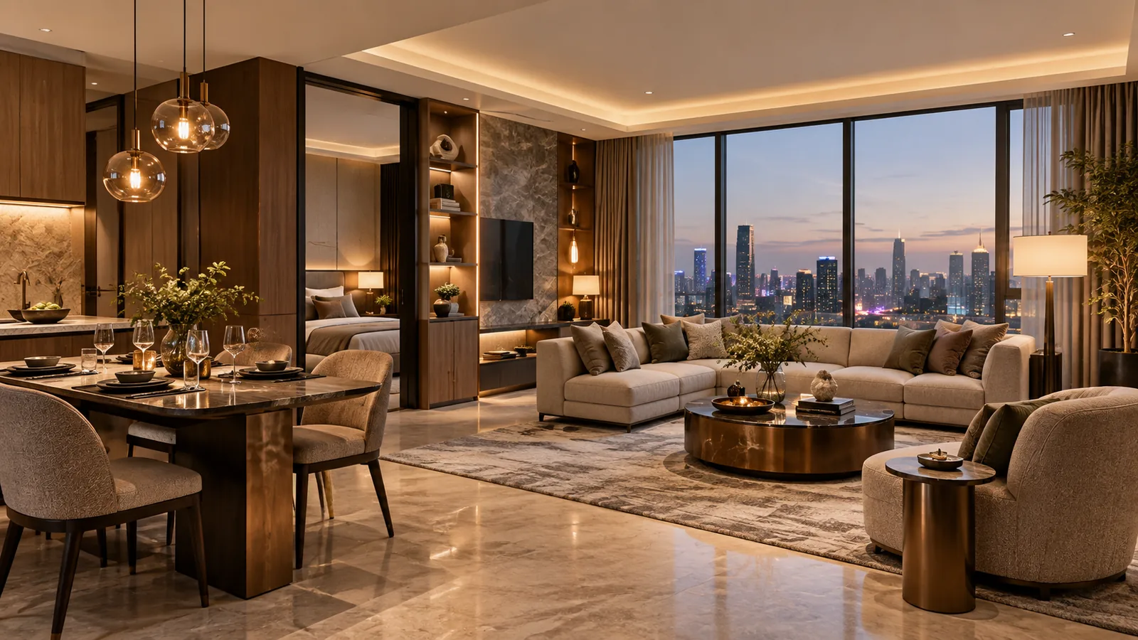 AI-generated serviced apartment interior concept