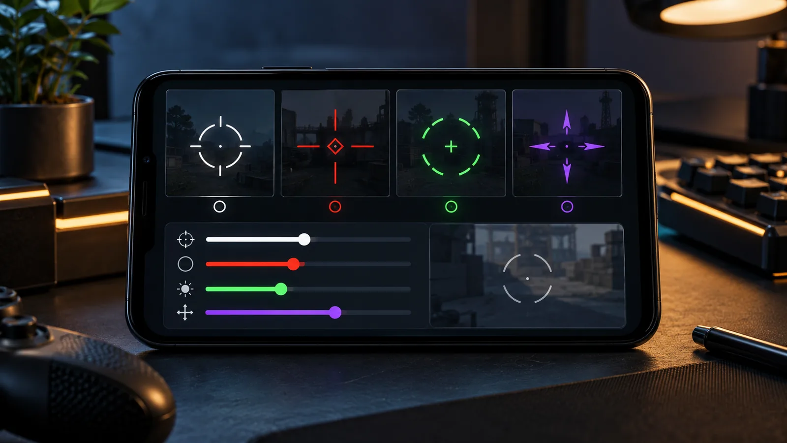 Crosshair styles and adjustment controls for mobile gaming