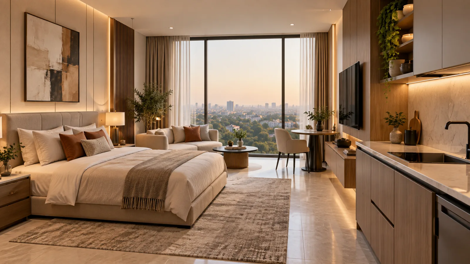 AI-generated compact studio apartment interior concept