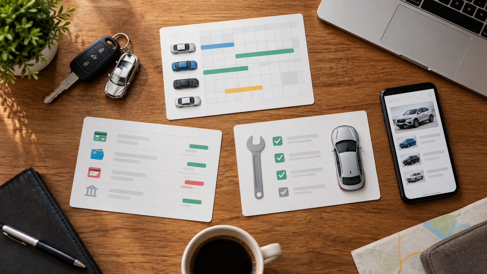 Vehicle booking, payment and maintenance ledger workflow