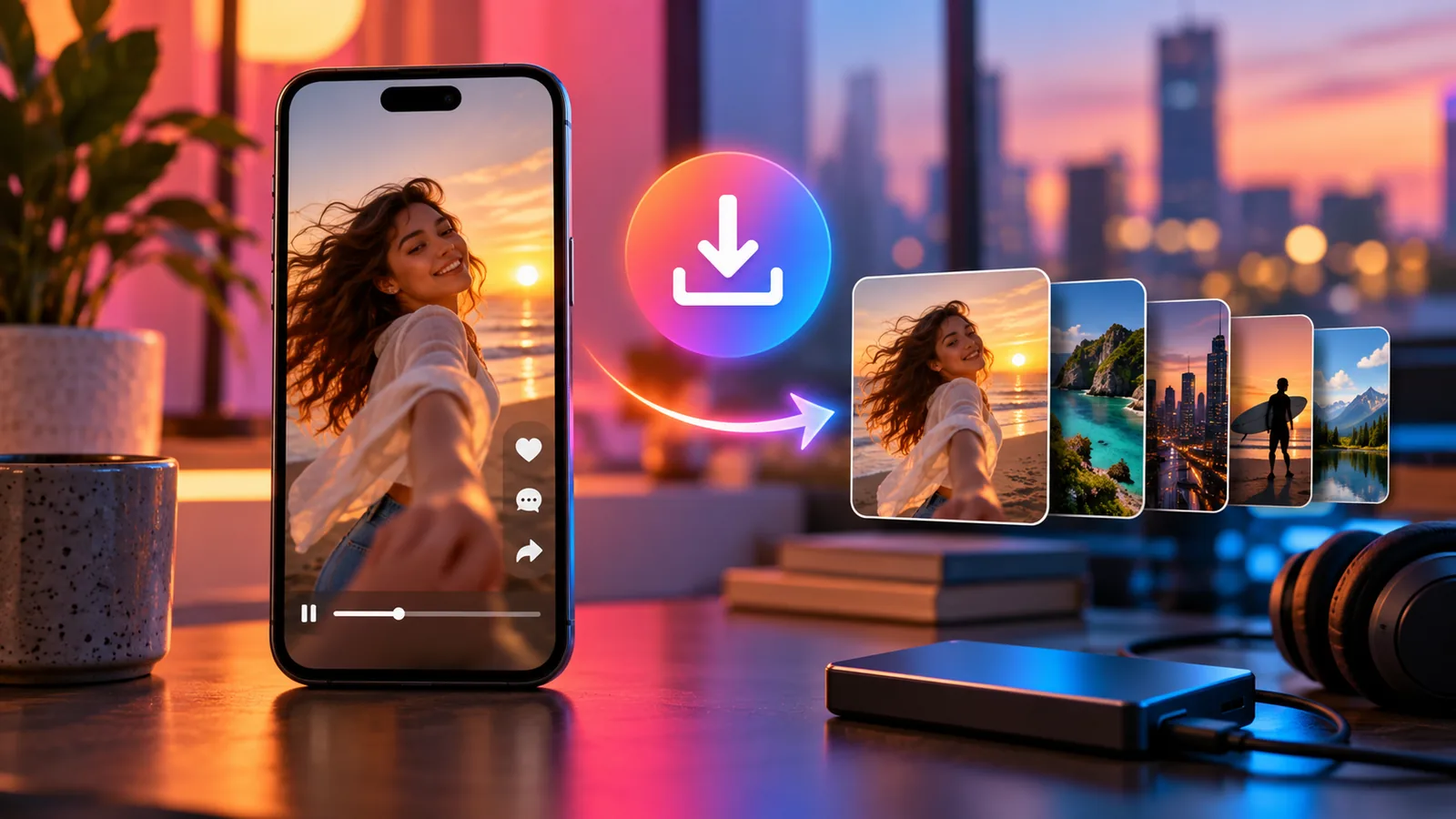Saving a vertical social-media video to a phone