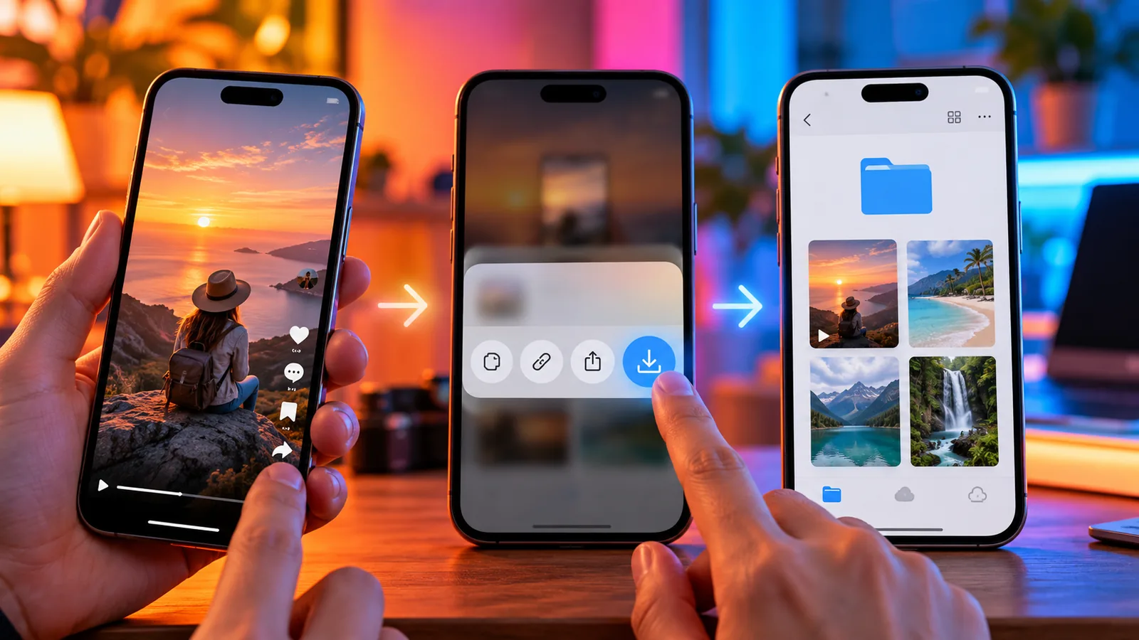 Short-video download workflow from link to local gallery