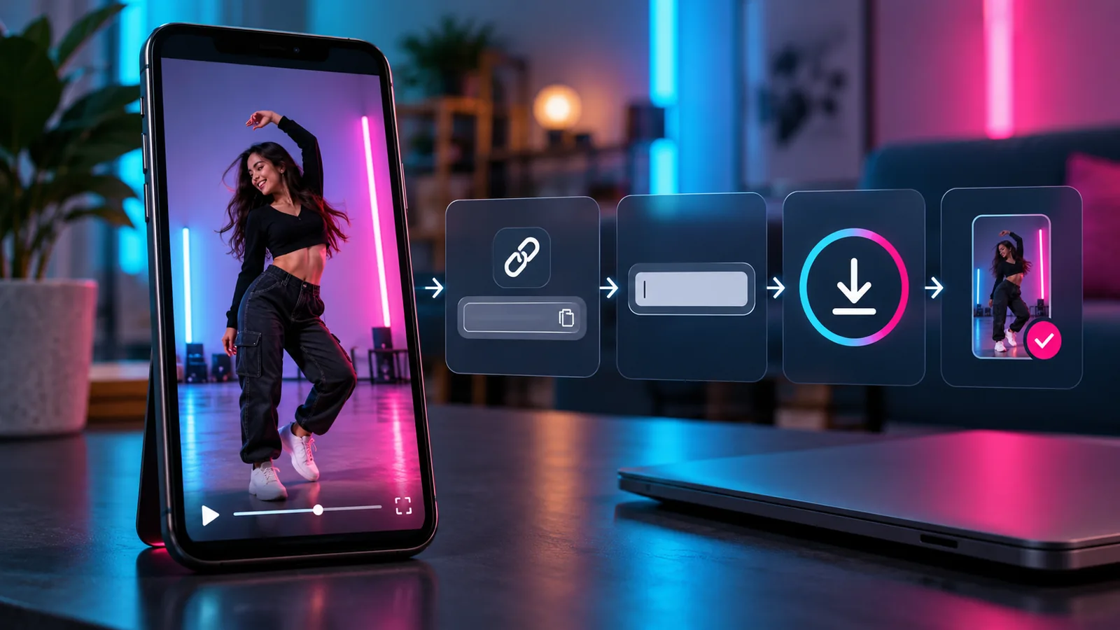 Generic short-video download interface on a smartphone