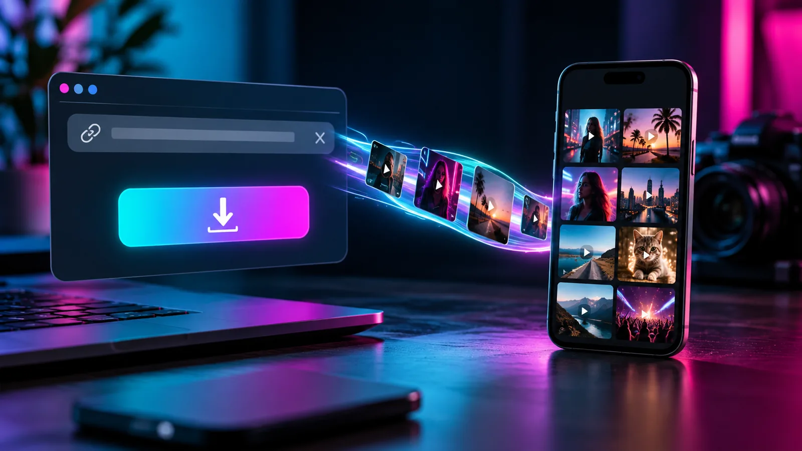 Short-video link moving into an offline phone gallery