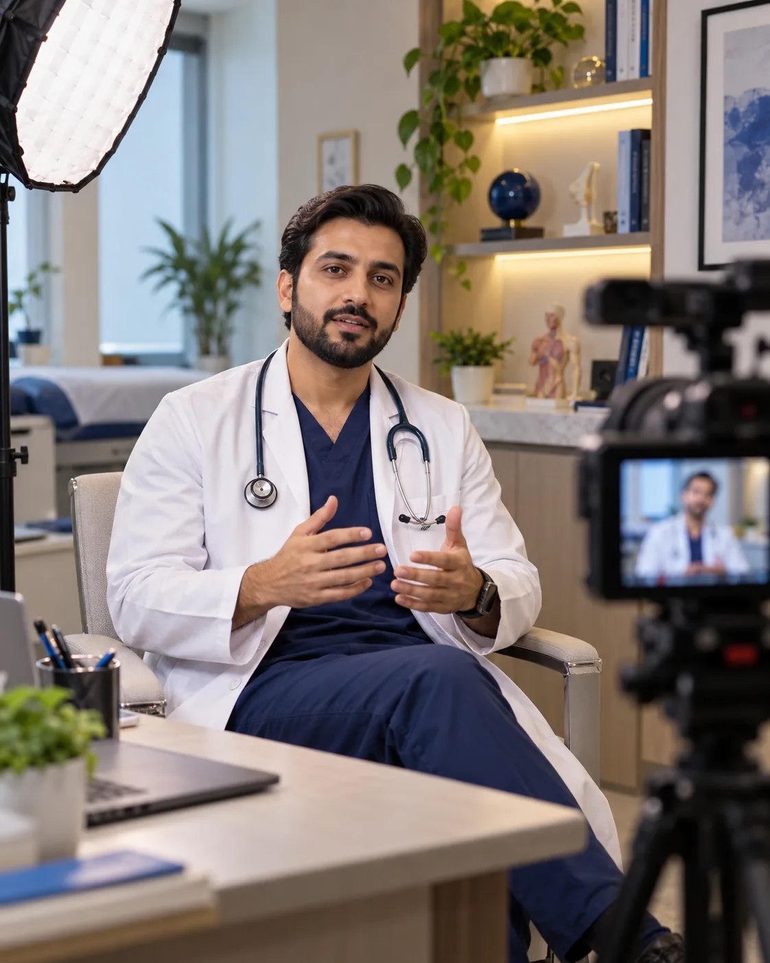 Doctor recording professional personal-brand content